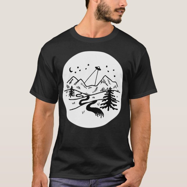 Ufo Mountainscape Long T-Shirt (Front)