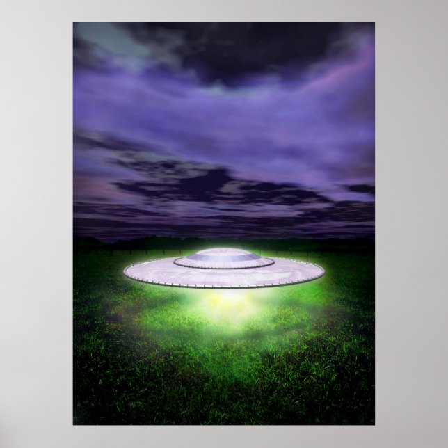 UFO night landing Poster (Front)