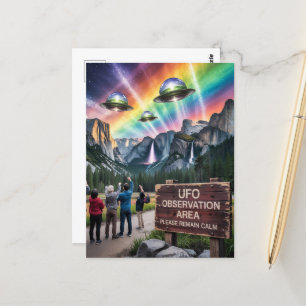 UFO Observation Area Please Remain Calm Postcard