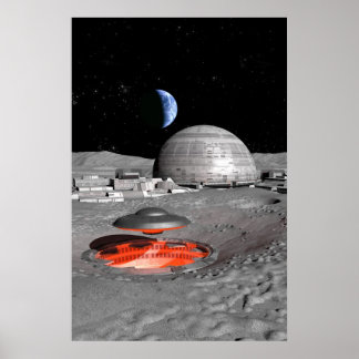 UFO on the moon Poster