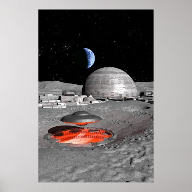 UFO on the moon Poster (Front)