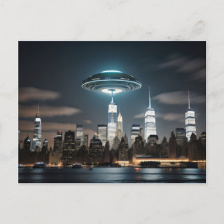 UFO Over a City Postcard