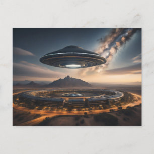 UFO Over Circular City Postcard