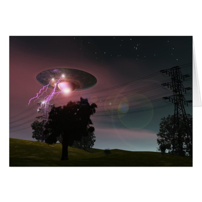 UFO Over Powerlines 2 Card (Front Horizontal)