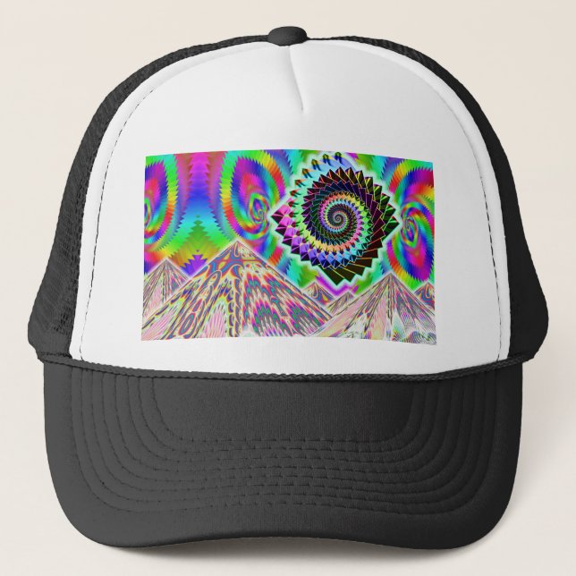 UFO over the Mountains... Visionary ART Trucker Hat (Front)
