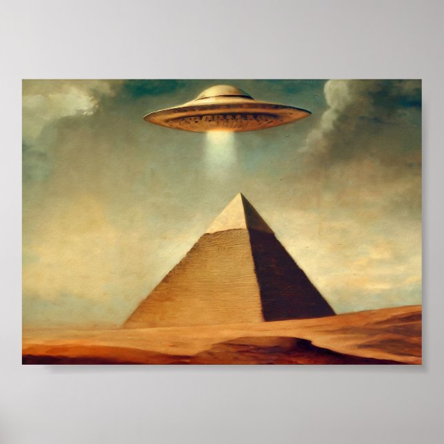 UFO Over The Pyramid of Giza Painting  Poster (Front)