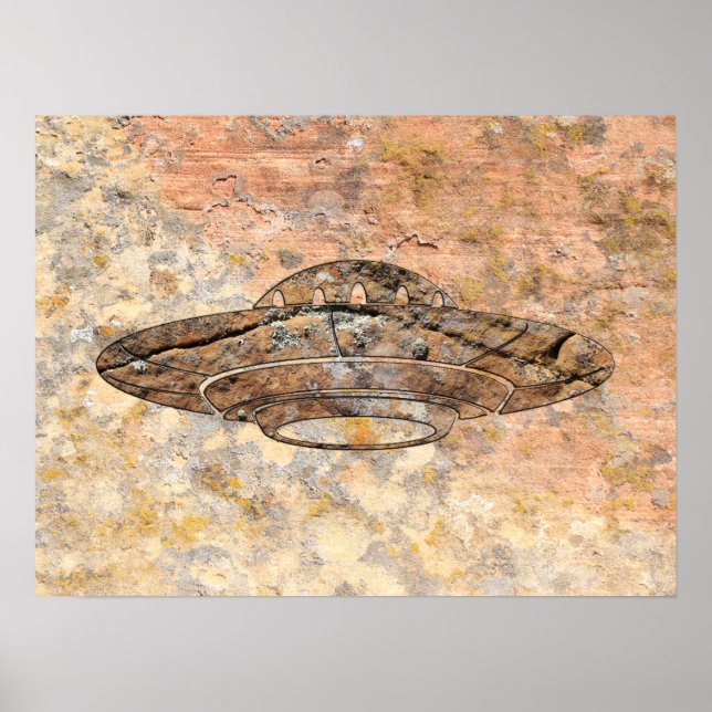 UFO Petroglyph - Talking Canyons, New Mexico Poster (Front)