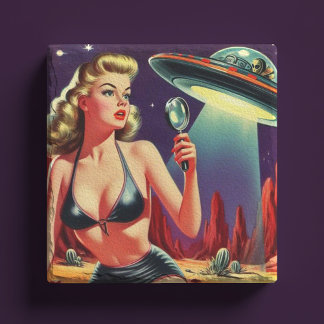 Ufo Pin-up Stone Coaster