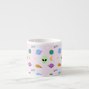 UFO, Planets, Stars & Galaxy Seamless Design Espresso Cup