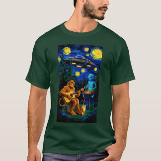 UFO Sasquatch Camping Playing retro T-Shirt