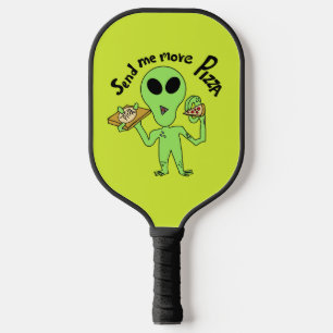 ufo- send me pizza cartoon pickleball paddle