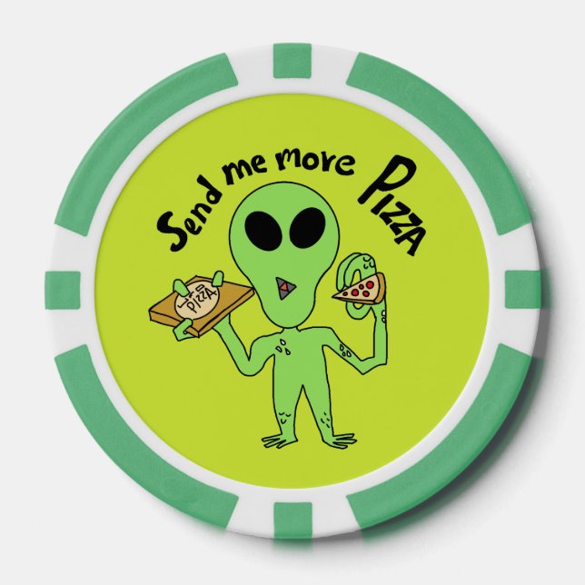 ufo- send me pizza cartoon  poker chips (Front)