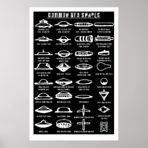 UFO Shapes Art Print Sci-Fi Flying Saucer Poster 1