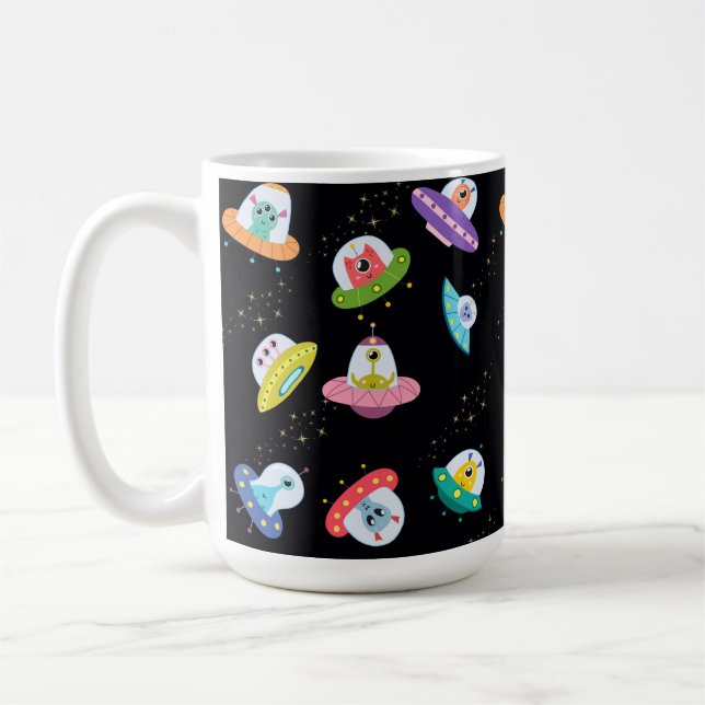 UFO SHIPS PATTERN COFFEE MUG (Left)