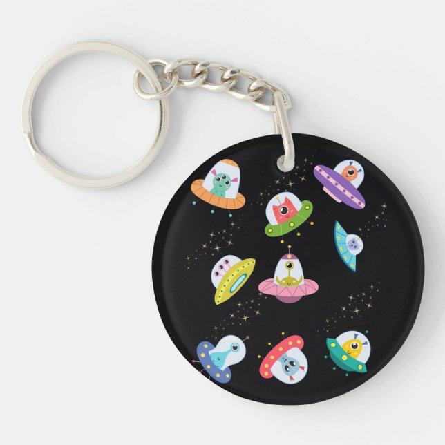 UFO SHIPS PATTERN KEY RING (Front)
