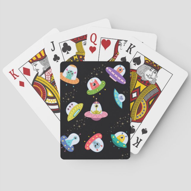 UFO SHIPS PATTERN PLAYING CARDS (Back)