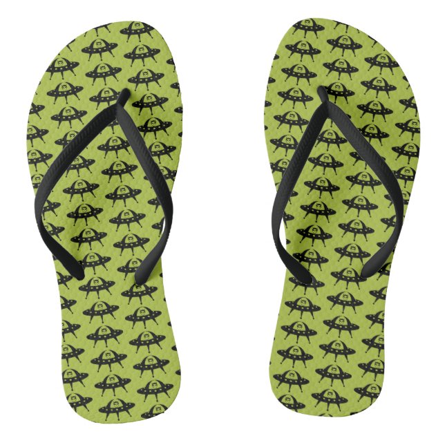 UFO Space Alien Sci Fi Flying Sauce Thongs (Footbed)