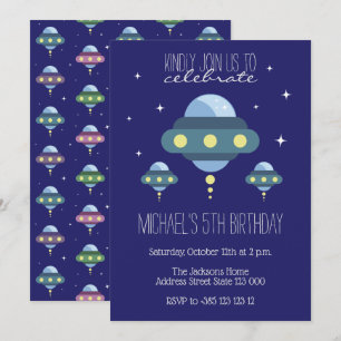 UFO Space Birthday party  Invitation