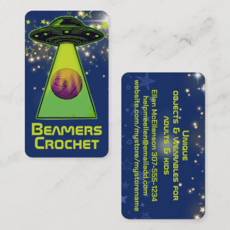UFO spaceship beaming up yarn crochet knitting Business Card