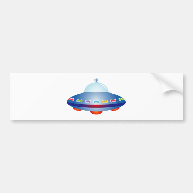UFO Spaceship Bumper Sticker (Front)