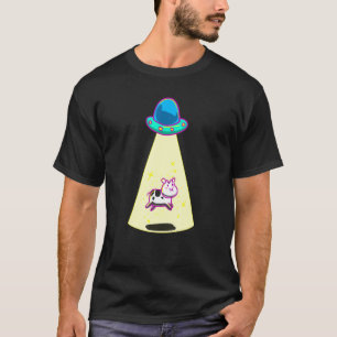 Ufo Taking Cow Galaxy Spaceship Alien Farm Animal T-Shirt