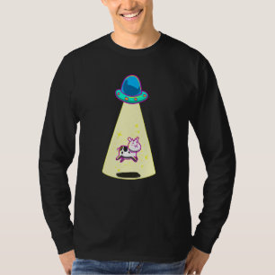 Ufo Taking Cow Galaxy Spaceship Alien Farm Animal T-Shirt