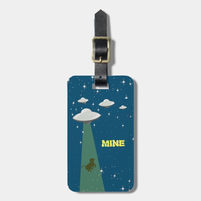 UFO taking Cow Luggage Tag (Front Vertical)