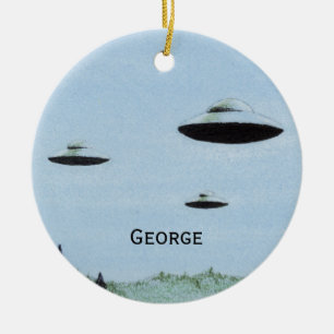 UFO Trio Ceramic Ornament