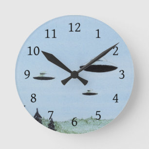 UFO Trio Round Clock