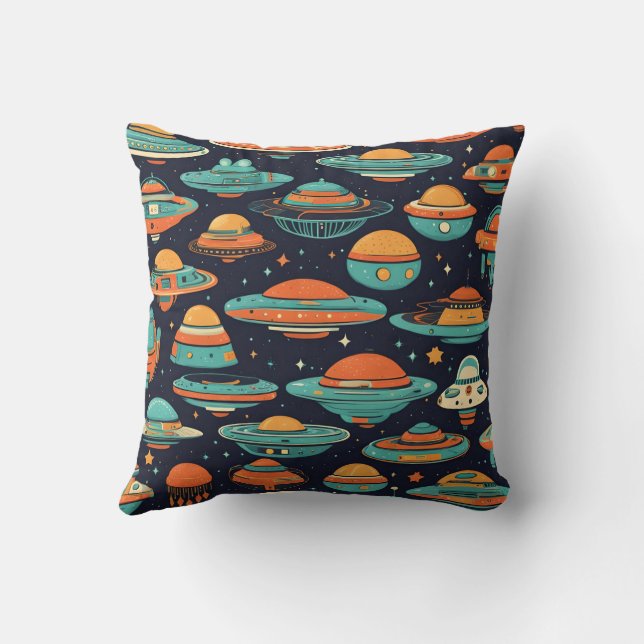UFO vintage art Cushion (Back)