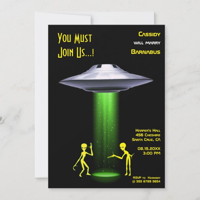 UFO Wedding 🛸 Funny Alien Invitation (Front)