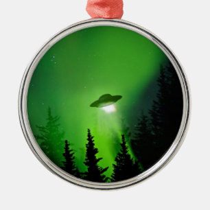 UFO with Northern Lights Metal Tree Decoration