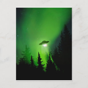 UFO with Northern Lights Postcard
