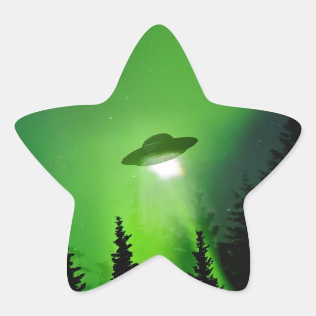 UFO with Northern Lights Star Sticker (Front)