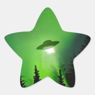 UFO with Northern Lights Star Sticker