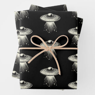 UFO Wrapping Paper Flat Sheet Set of 3