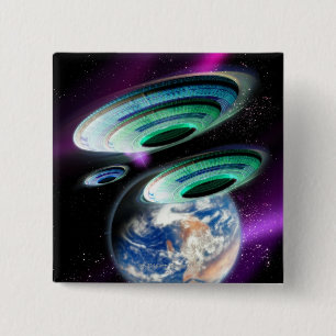 UFOs 15 Cm Square Badge