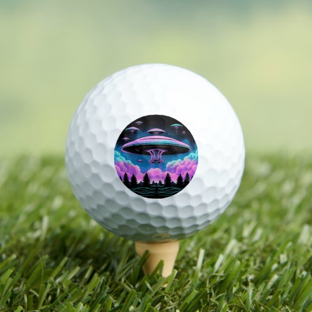 UFOs Alien Invasion Aesthetic  Golf Balls (Insitu Tee)