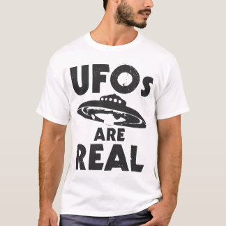 UFOs ARE REAL black text T-Shirt