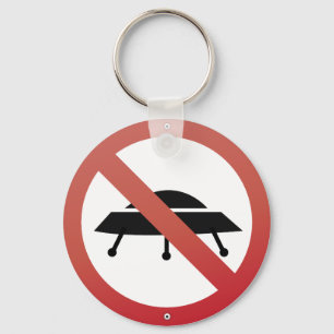 UFO's no parking! Alien Spaceship Humour Key Ring