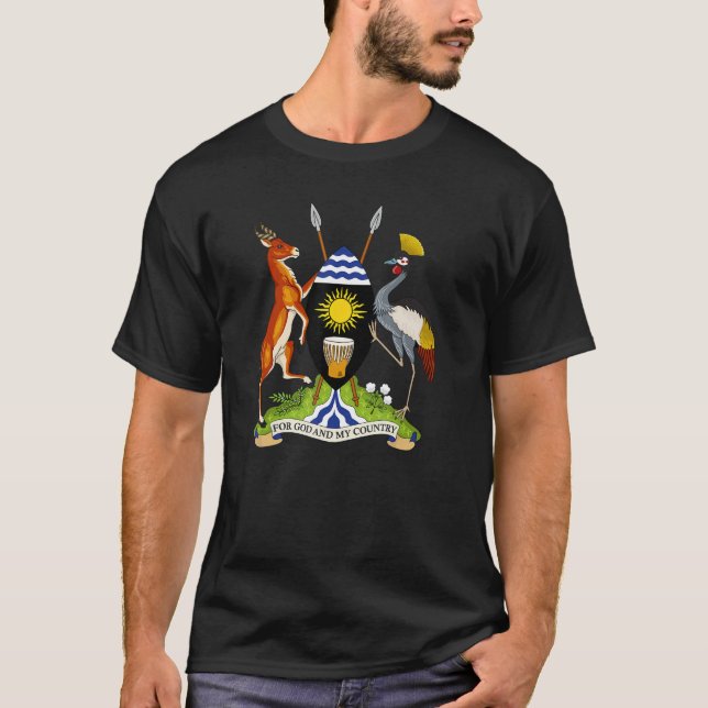 Uganda  Coat of arms Tee Flag souvenir Kampala (Front)