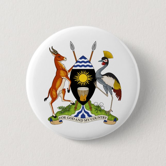 uganda emblem 6 cm round badge (Front)