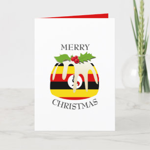 UGANDA FLAG   Christmas Pudding   Festive Holiday Card
