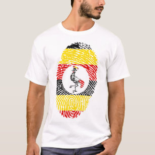 Uganda Flag Fingerprint Graphic Men's T-Shirt Ugan