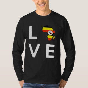 Uganda Flag Love Africa Continent Silhouette for U T-Shirt