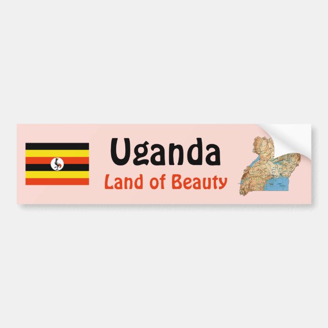 Uganda Flag + Map Bumper Sticker (Front)