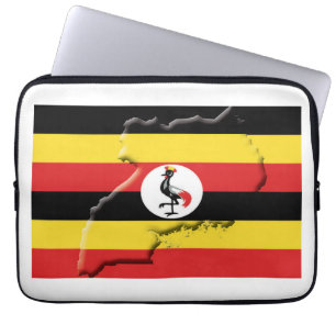 UGANDA Flag Map Patriotic Computer WHITE Laptop Sleeve