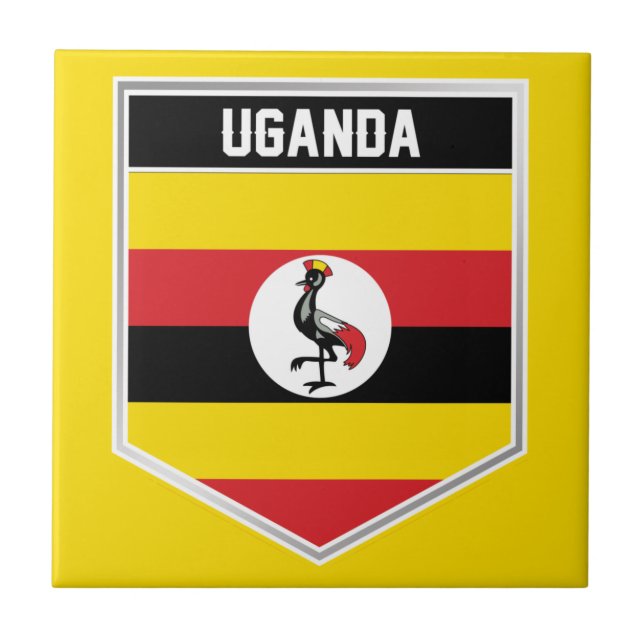 Uganda Flag Shield Ceramic Tile (Front)