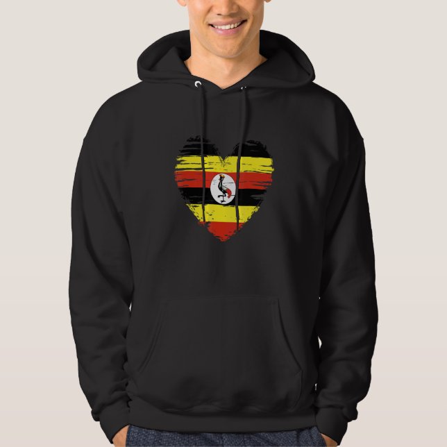 Uganda Heart Ugandan Flag Ugandan Pride Hoodie (Front)