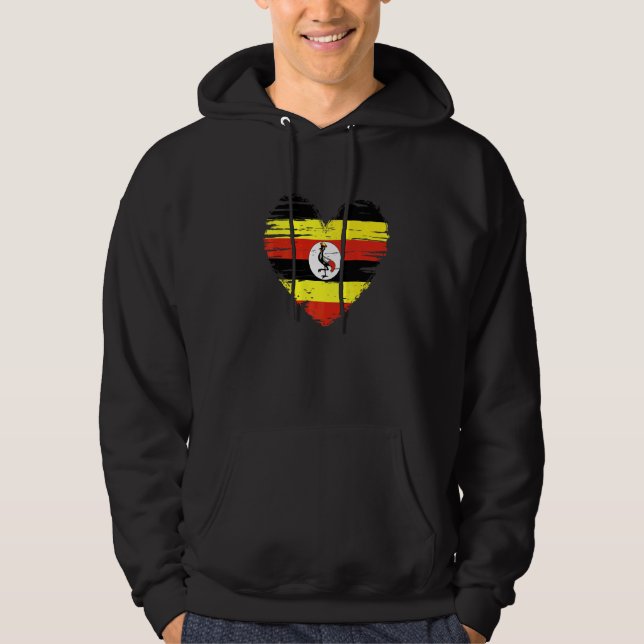 Uganda Heart Ugandan Flag Ugandan Pride Hoodie (Front)